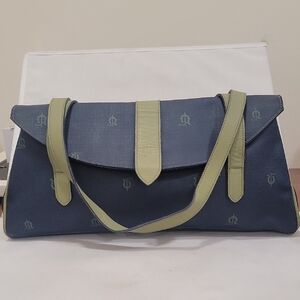 EL CABALLO NAVY & GREEN LEATHER SHOULDER STYLE HANDBAG